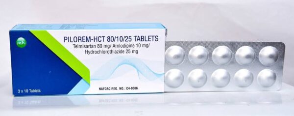TELMISARTAN/AMLODIPINE/HYDROCHLOROTHIAZIDE 80/10/25MG (PILOREM-HCT)X30